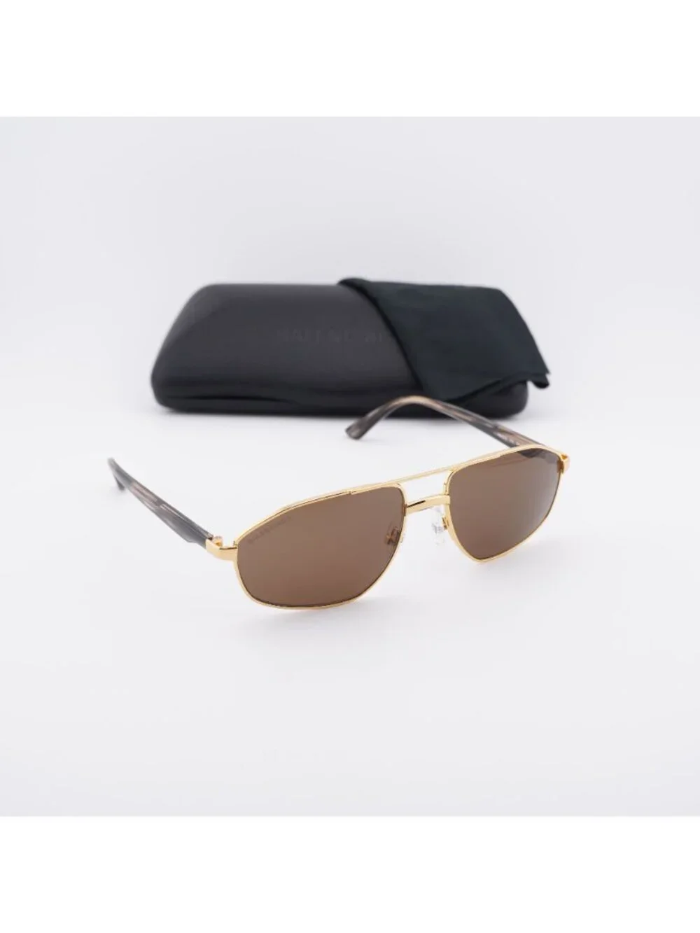 Balenciaga BB0012S 002 Unisex Sunglasses Gold Aviator Frame, Brown Lenses